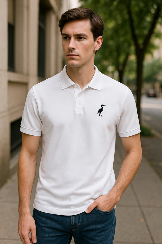 KLENYE Embroidered Polo Shirt – Timeless Unisex Cotton Blend with Heron Logo