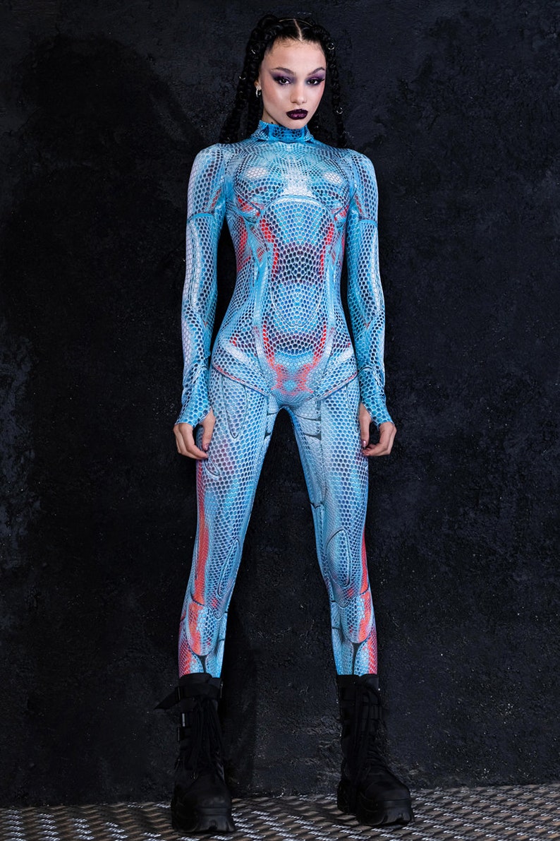 Neurostream Bodysuit for Women – Holographic Cyber Anatomy Costume