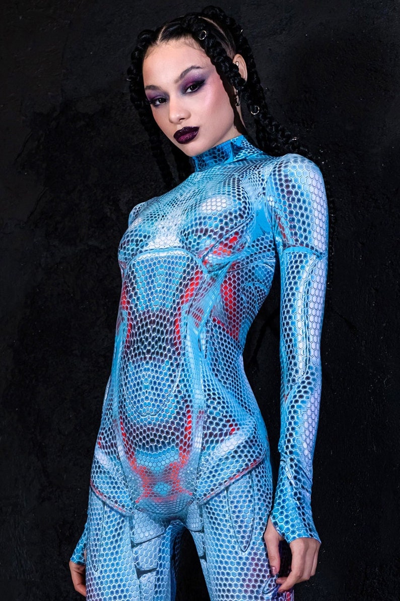 Neurostream Bodysuit for Women – Holographic Cyber Anatomy Costume