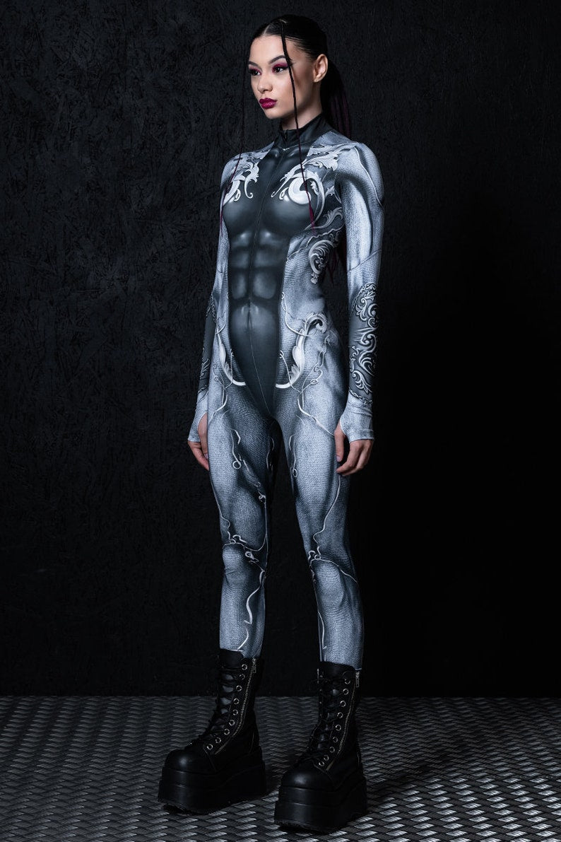 Cyber Titan Bodysuit – Women’s Cyberpunk Armor Costume